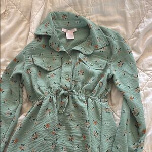 Floral Green Long Sleeve Dress